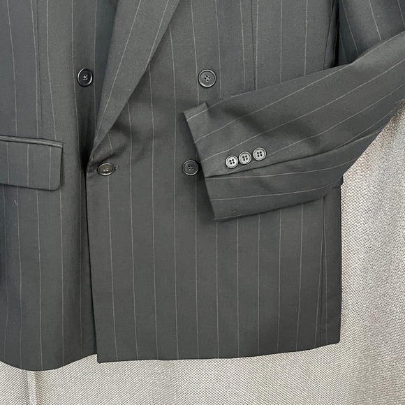 VTG Haggar Gallery Men's 40L Pinstripe Double Breasted Blazer USA Power Jacket - Picture 3 of 14
